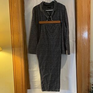 Simply Vera VeraWang Women’s XXL Houndstooth Fleece Button Up Sleepwear Set
